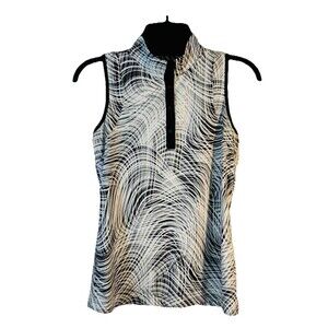 Tail White Label 1/4 Snap Shirt Womens XS White Black Sleeveless Golf Tennis